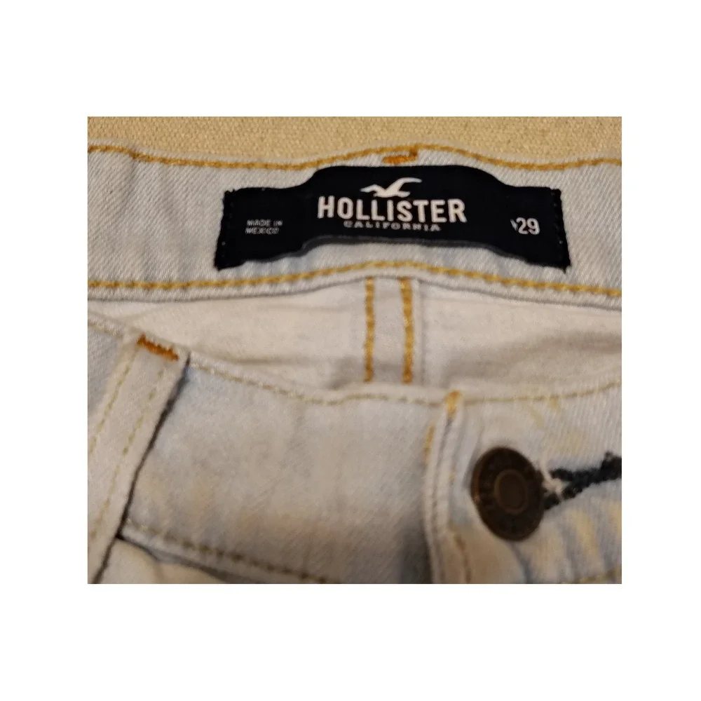 Hollister Epic Flex Skinny Denim Shorts Light Wash Distressed Mens 29 9 Inseam